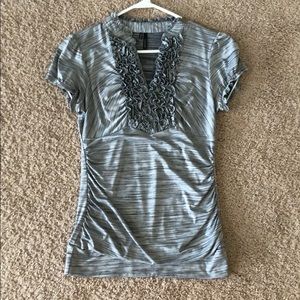 Gray Ruffled Blouse